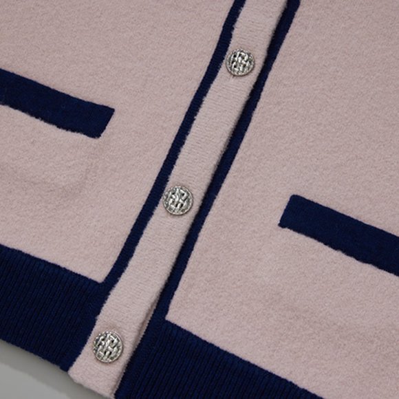 CHICJOC Women Wool and Cashmere Blended Cardigan with contrasting color … - Picture 12 of 16